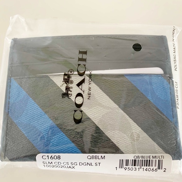 NWT Coach Slim Card Case With Stripe Print - Picture 3 of 3